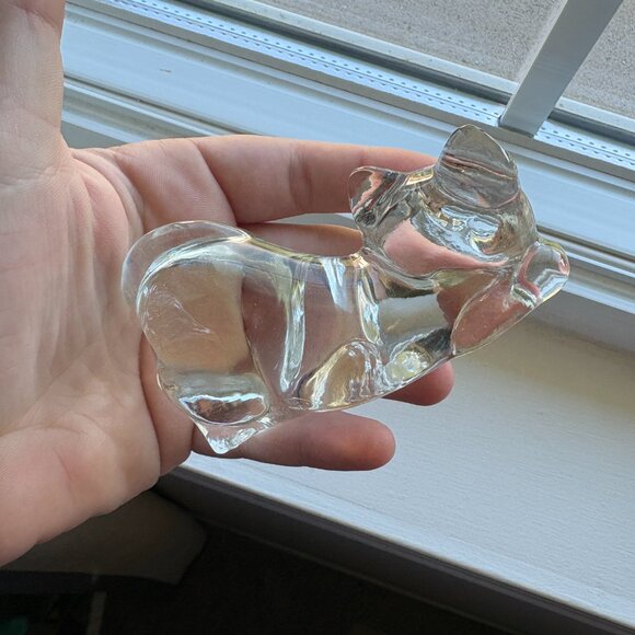 Fenton Glass Sleeping Cat Clear Glossy Made in USA Paper Weight - Picture 8 of 9